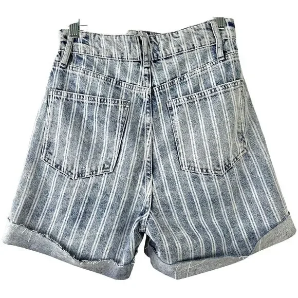 FP We The Free Dogtown Cutoff Bermuda Shorts Blue Denim Baggy Distressed Size 27 - Picture 3 of 14